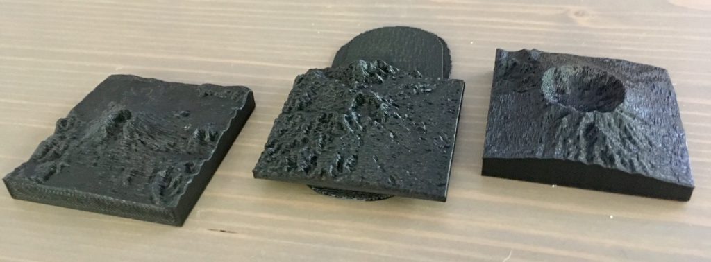 3D printed models of volcanoes