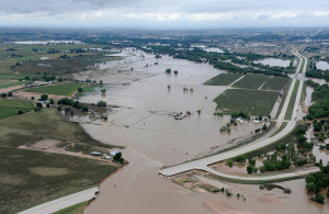 flooded highway and fields