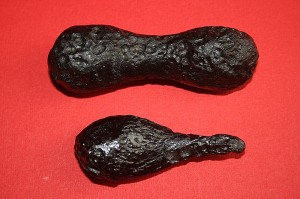 Two splash-form tektites (from http://en.wikipedia.org/wiki/File:Two_tektites.JPG)