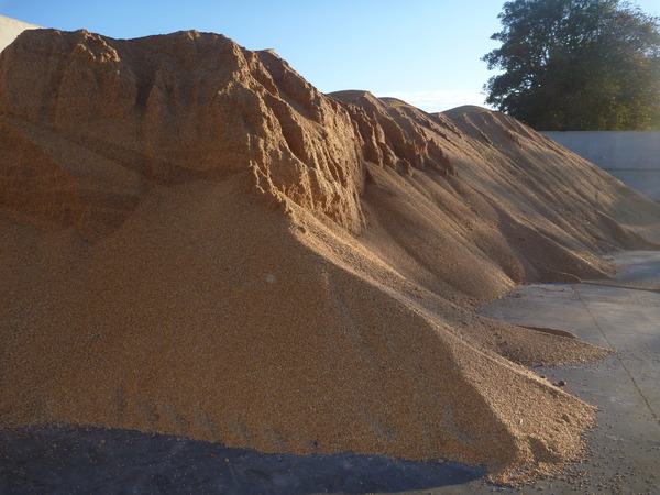 A closer view of the wheat pile