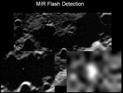 LCROSS infrared image showing flash from impact of Centaur stage