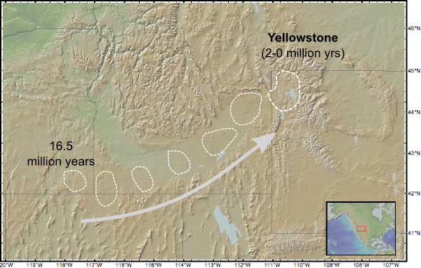 Path of the Yellowstone hotspot