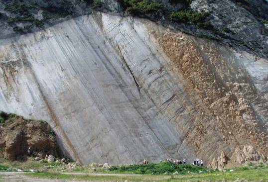 striated normal fault plane, Greece