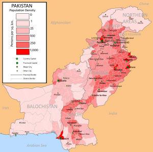 Population density of Pakistan