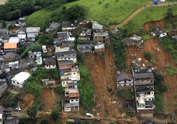 Landslide scars in Brazil, January 2011
