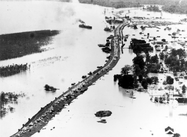 Flooding in Arkansas, along the Mississippi River, 1927 (Corps of Engineers photo)