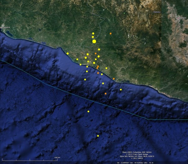 Aftershocks of the Oaxaca quake