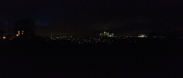 City lights in a panorama of blackness