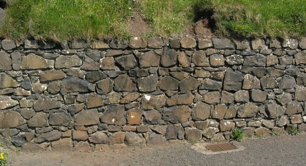 Drystone wall with columnar basalt blocks, near the Giant's Causeway. Photo: Chris Rowan, 2013
