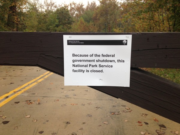 "Because of the federal government shutdown, this National Park Service facility is closed."