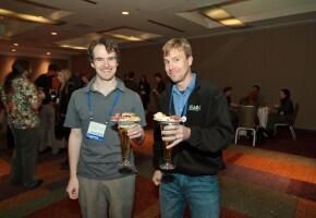 Chris enjoying AGU. Beer optional. Image: American Geophysical Union (but obviously fair use, I'd say).