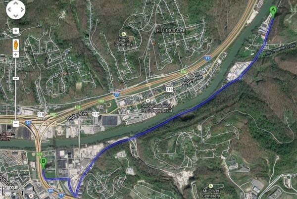 Google Maps of Elk River and surroundings.