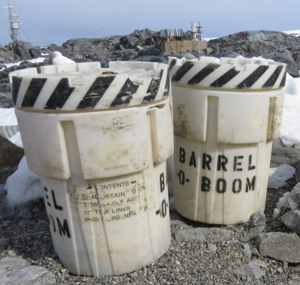 The barrels-o-boom at Palmer Station caused quite a few smiles. Inside, they contain emergency spill response materials. 