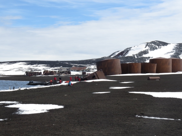 Oil tanks and remains of the whaling station and British station at Whaler's Bay. Photo by A, Jefferson.