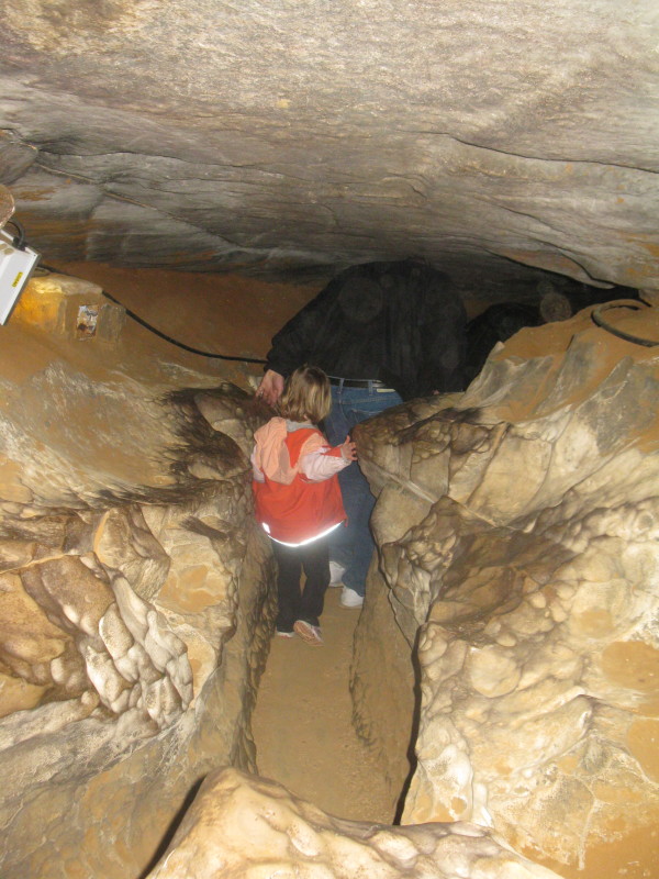 GeoKid finds the going much easier than the adults in a slightly less Mammoth Part of Mammoth Cave.