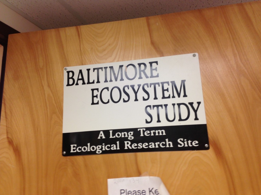 Sign on door reads "Baltimore Ecosystem Study"
